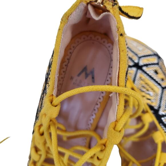 Madison by Shoe Dazzle | Knit Patterned Lace Up Strappy Peep Toe Stiletto Heels - Picture 9 of 11